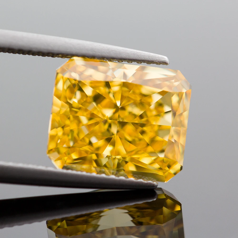 Yellow Color 4K Radiant Crushed Ice Cut Cubic Zirconia High Carbon Diamond CZ Stones Top Quality