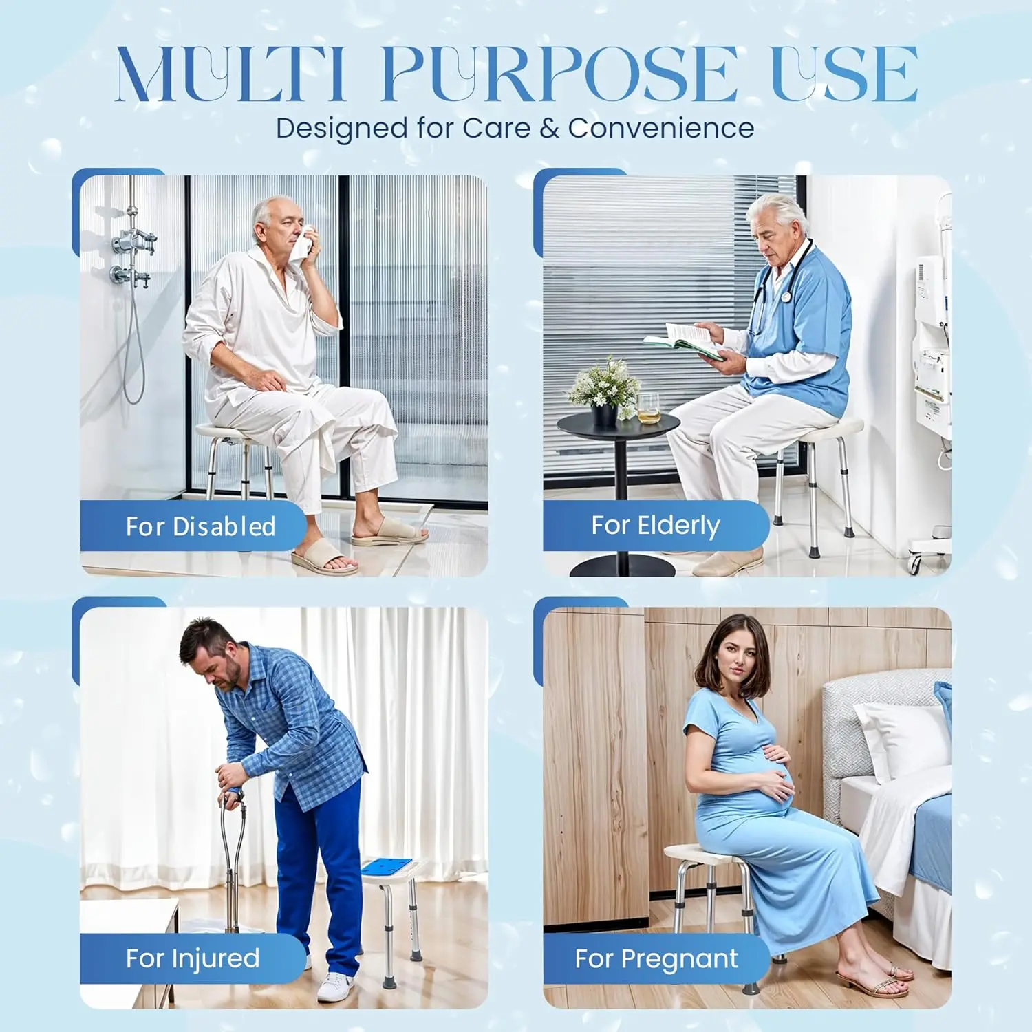 Dr. Kay's Shower Chair for Inside Bathroom, 350 lbs Capacity, Adjustable Height 14.5-19.5 image 3