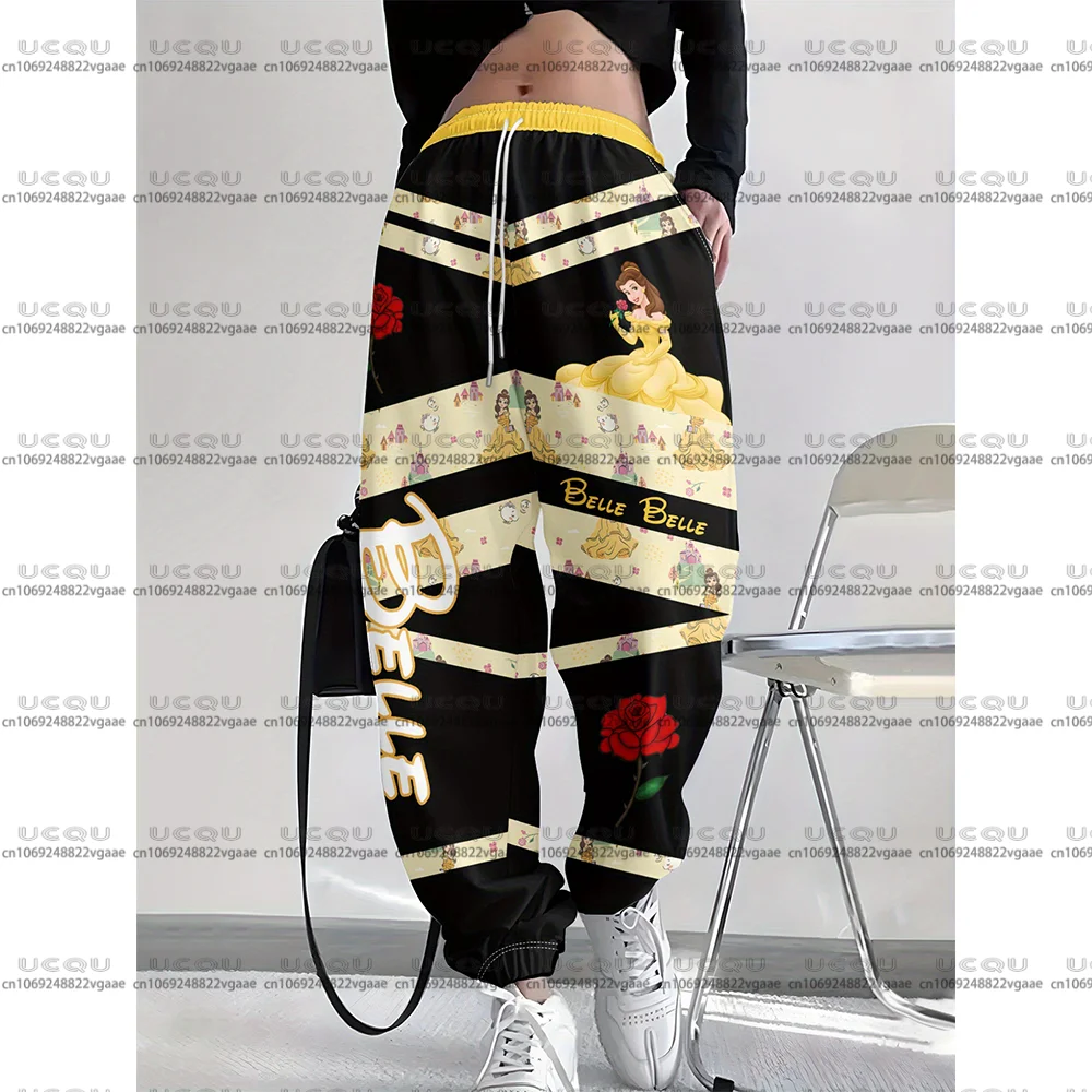 女の子女性ベルプリンセススウェットパンツウォーキングパジャマルーズパンツホームパンツギフト D-ディズニーカジュアル大人ファッション Y2k 2026 パーティー