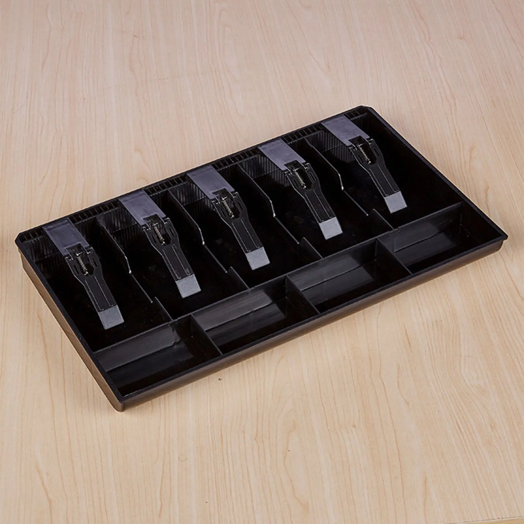 BAAJ-2X Cash Register Drawer Insert Tray 5 Banknotes/4 Coin Compartments With Metal Clips, Supermarket Cash Box
