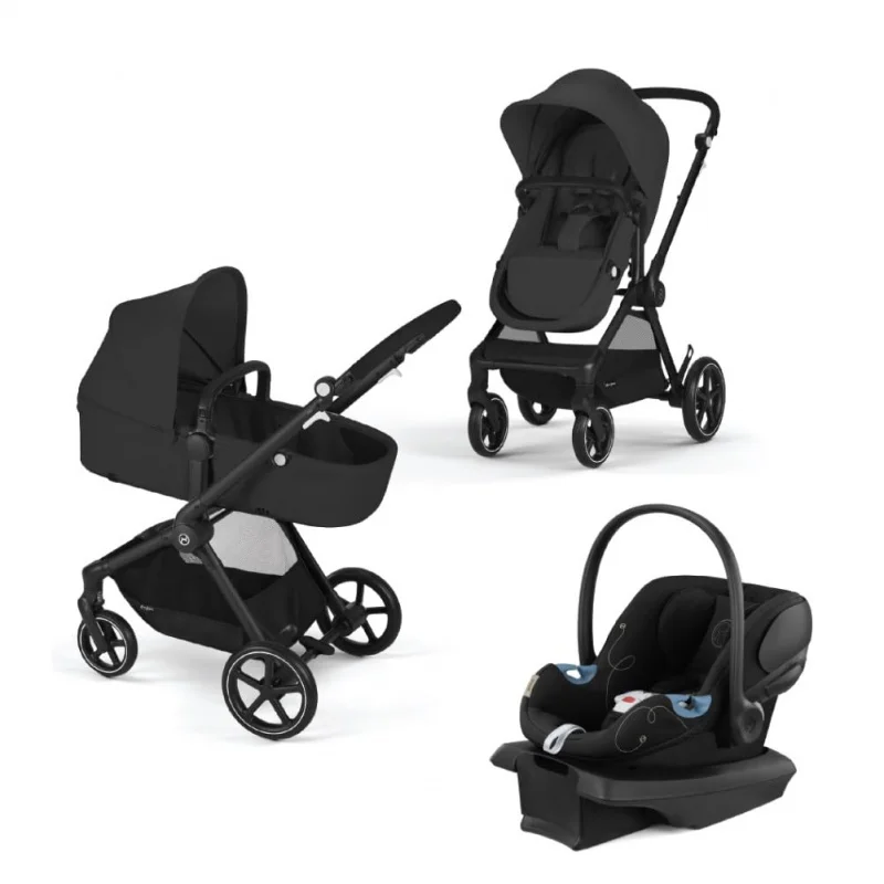 Cybex EOS 5-in-1 Travel System Stroller   Lightweight Aton G Infant Car Seat, Moon Black