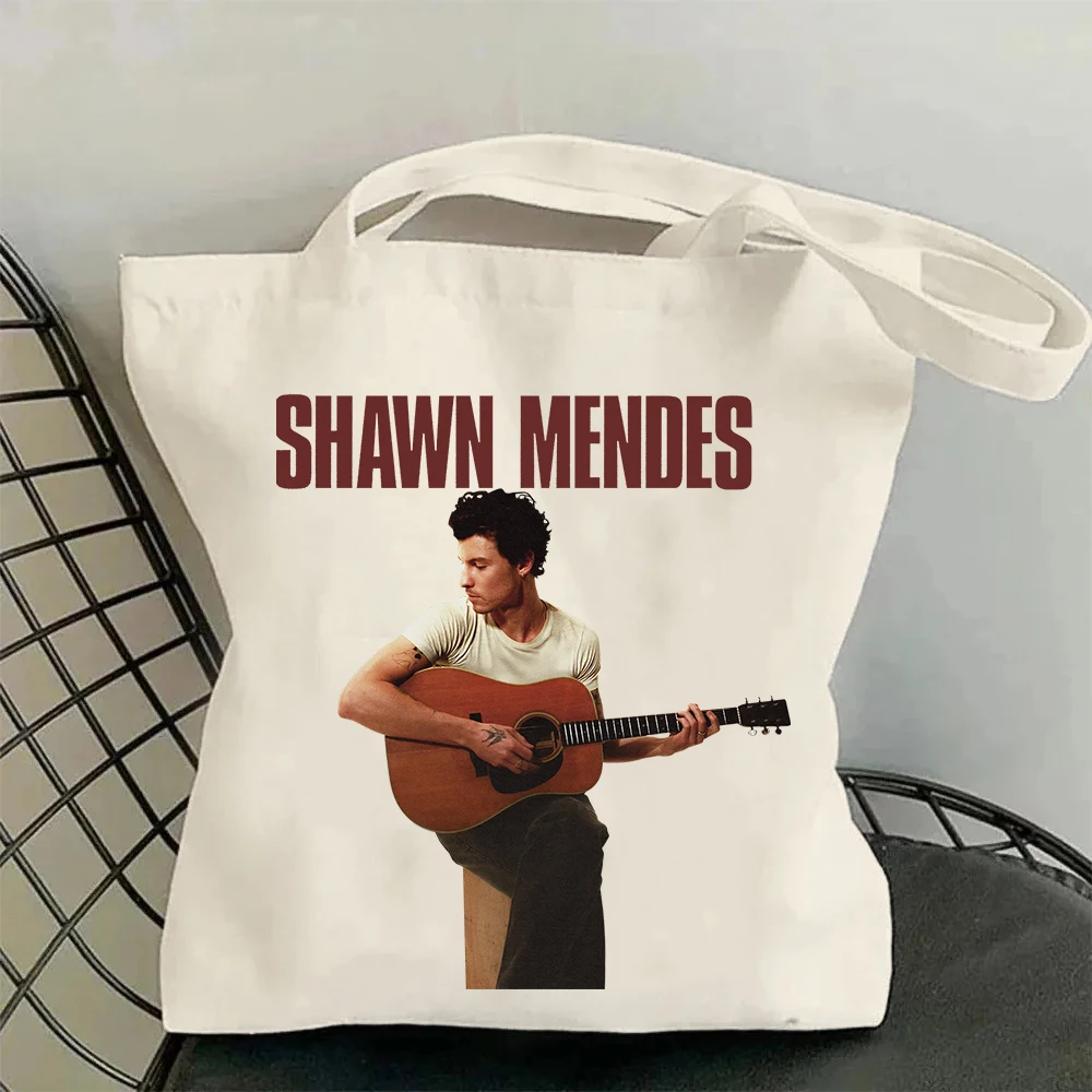 Rapper Singer Shawn Mendes on The Road Again Tour 2025 Album Shopping Bag Canvas Shopper Bag Girl Fashion Shoulder Tote Bags