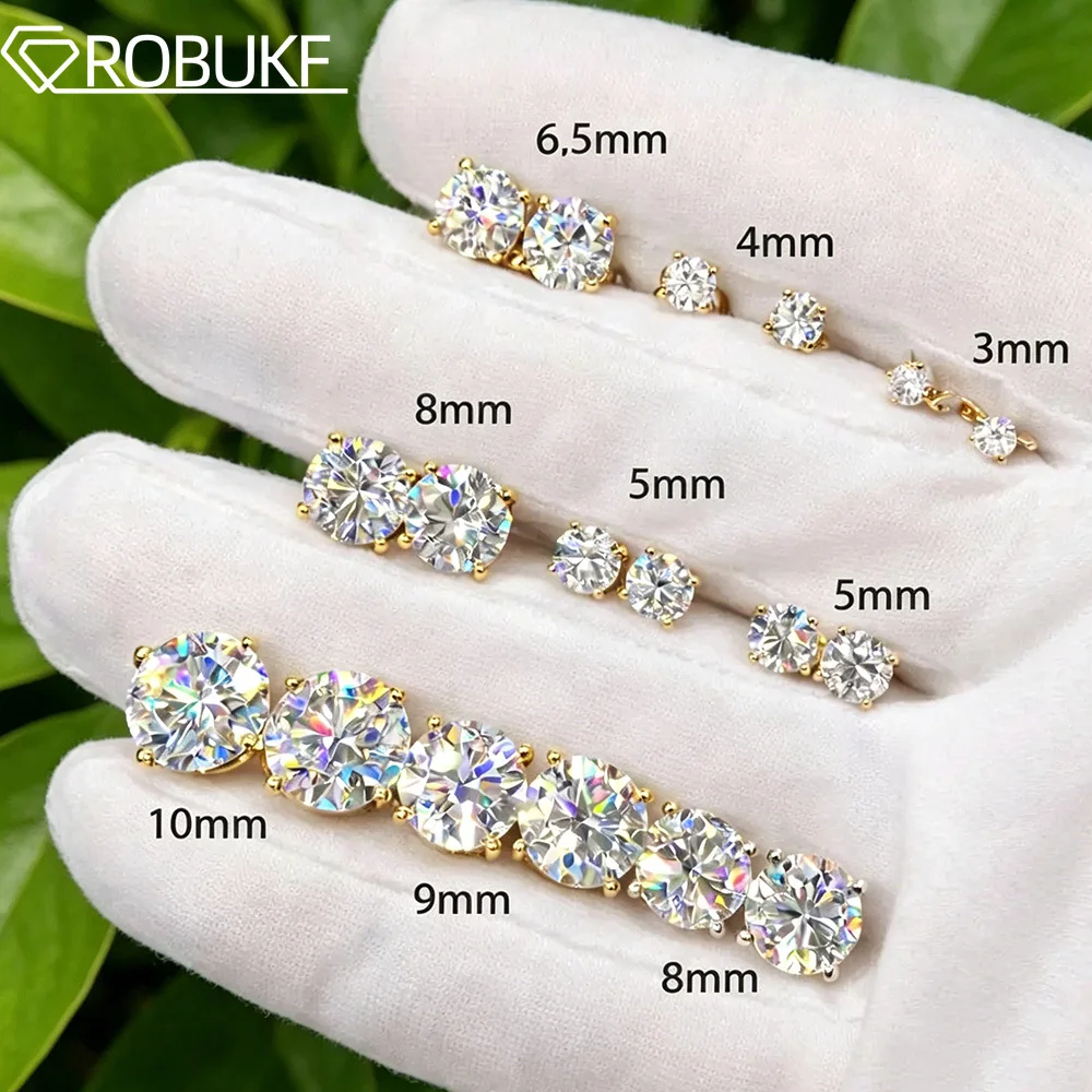 

Certified 0.1-7CT Moissanite Stud Earrings for Women Men Lab Diamond S925 Silver 18K Gold Plated Classic Wedding Earring Jewelry