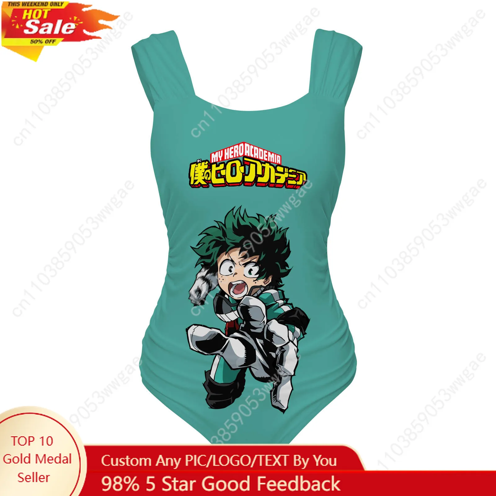 My Hero Academia One Piece Swimsuit Wide Strap Womens Bathing Suit Personalized Swimwear Beach Sexy Bikini Customized Beachwear