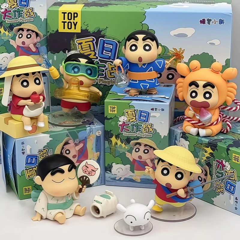 

In Stock Toptoy Genuine Crayon Shin Chan Summer Battle Series Blind Box Kawaii Desktop Ornament Mysterious Box Birthday Toy Gift