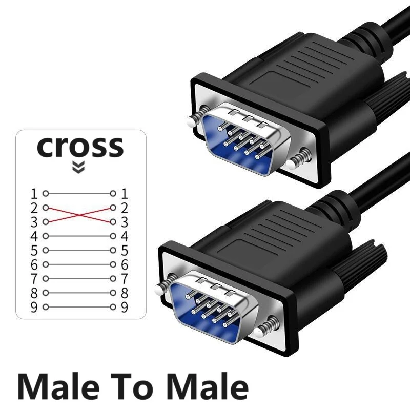DB9 seriële poort RS232-kabel, verbindingskabel, 9-pins RS232-kabel naar RS-232, DB9F naar DB9F, mannelijke naar vrouwelijke connector, mannelijke kabel.