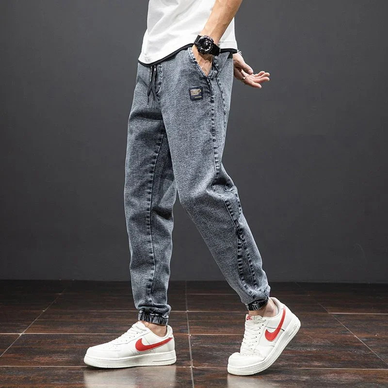 

Korean Fashion Men Luxury Jeans 2025 New Autumn Loose Drawstring Denim Trousers Casual Elastic Baggy Harem Pants Plus Size M-8XL