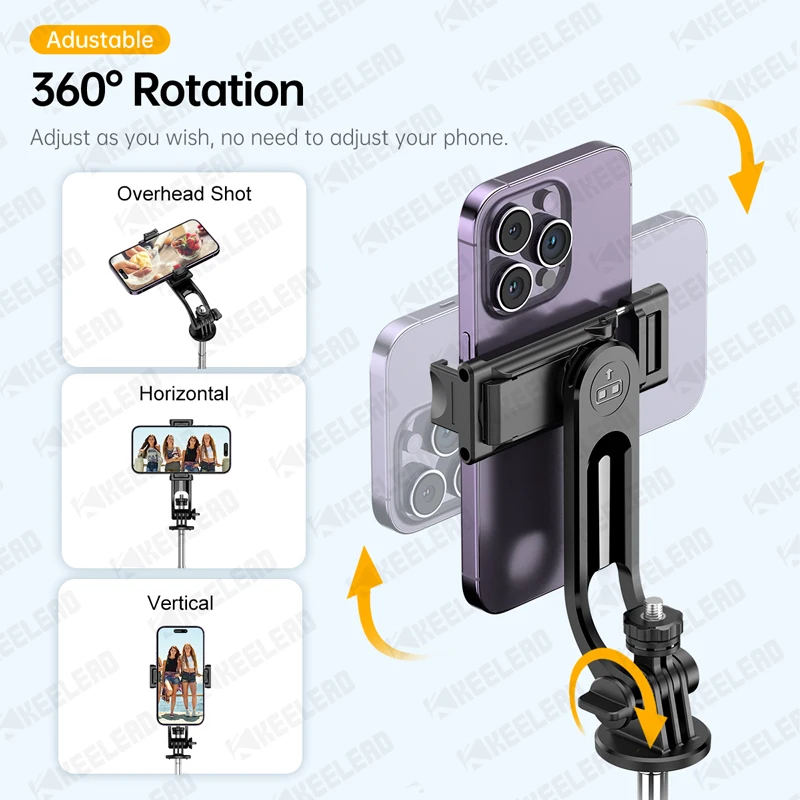 Treppiede per selfie stick con rotazione a 360° dall'aspetto, supporto portatile con telecomando wireless, per luci fotocamere digitali gopro, per smartphone