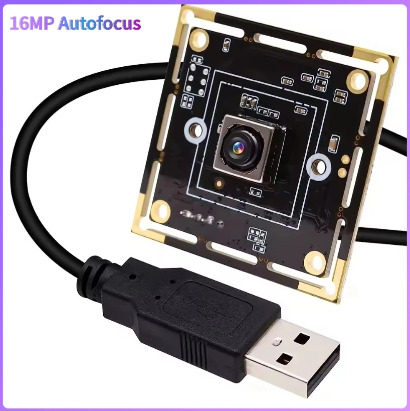 ELP 16MP USB Camera Module AutoFocus Webcam with No Distrotion Lens Mini UVC Plug and Play USB  Webcam for PC,Pi,Laptop