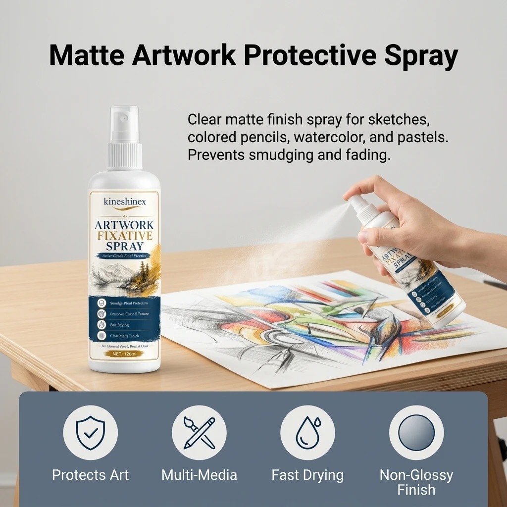 Fixative Spray Matte Art Sealer for Sketches Colored Pencil Watercolor Acrylic Oil Pastel Artwork Protector 120mL Durable