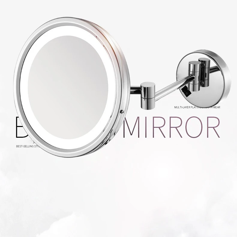 Gold LED Bathroom Makeup Mirrors Modern Equipped LED Makeup Mirror Wall Mounted Home Hotel Magnifying LED Bathroom Mirrors