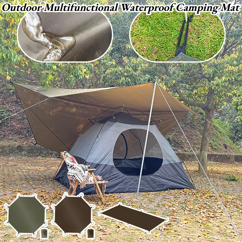 Outdoor Multifunctional Camping Mat Octagon Waterproof Ground Sheet Footprint Picnic Mat Big Tarp Awning Shade Beach Travel Mat