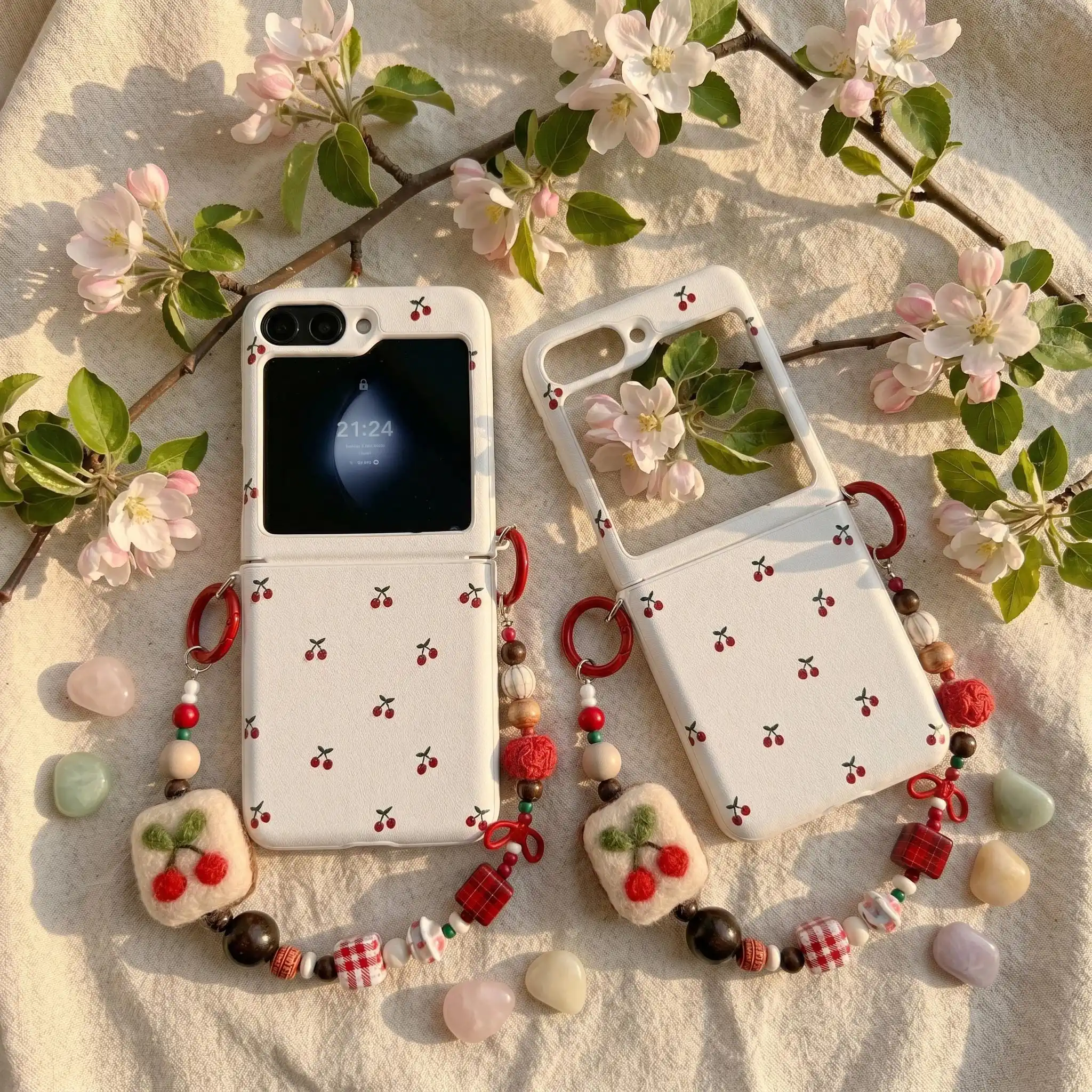 Cherry Phone Case Charm Strap for Motorola Razr & Galaxy Z Flip 3–8