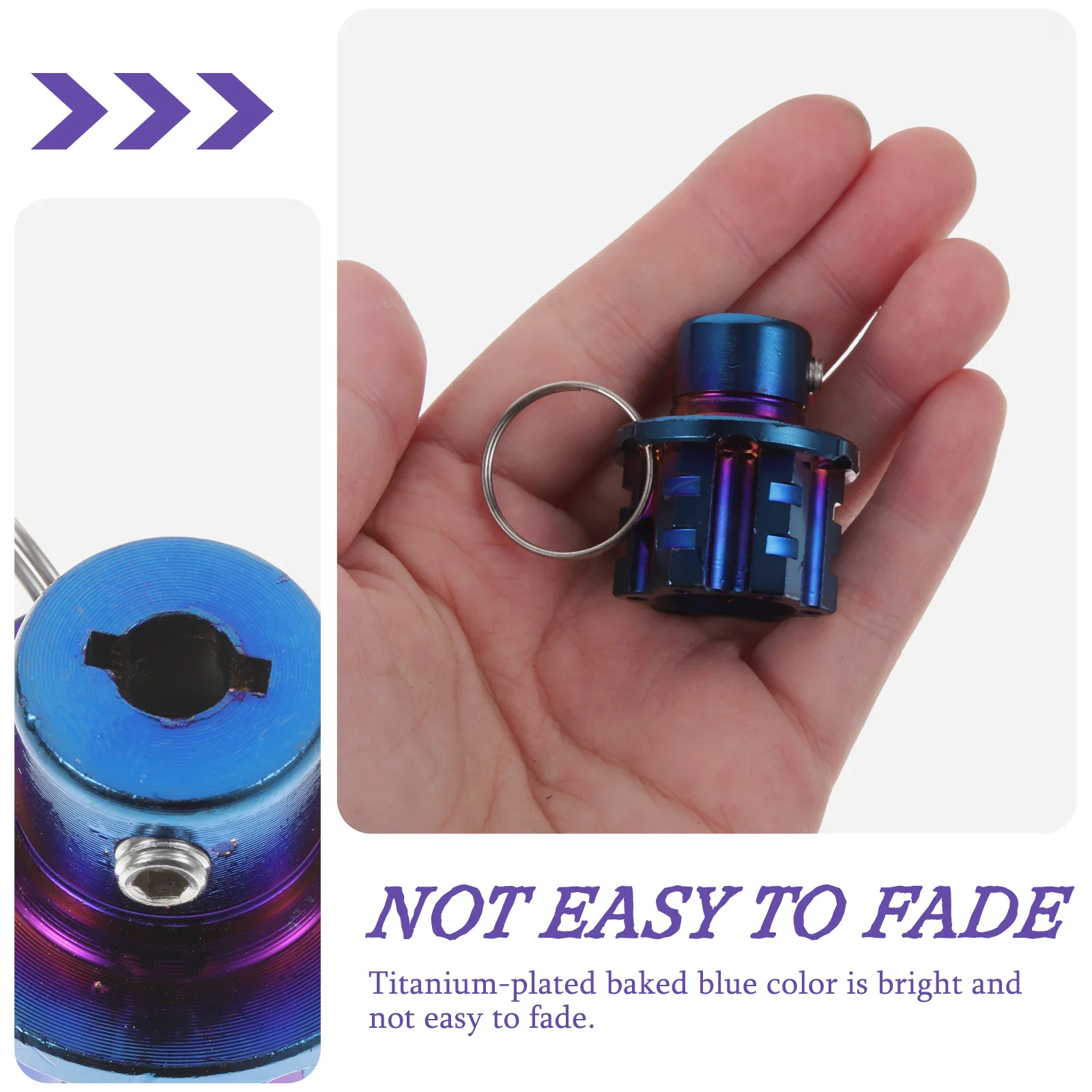 غطاء مفتاح الدراجة النارية مطلي بالتيتانيوم، أزرق مخبوز عالي القوة، مقاوم للتآكل، قوي ومتين، محرك تركيب لولبي #5