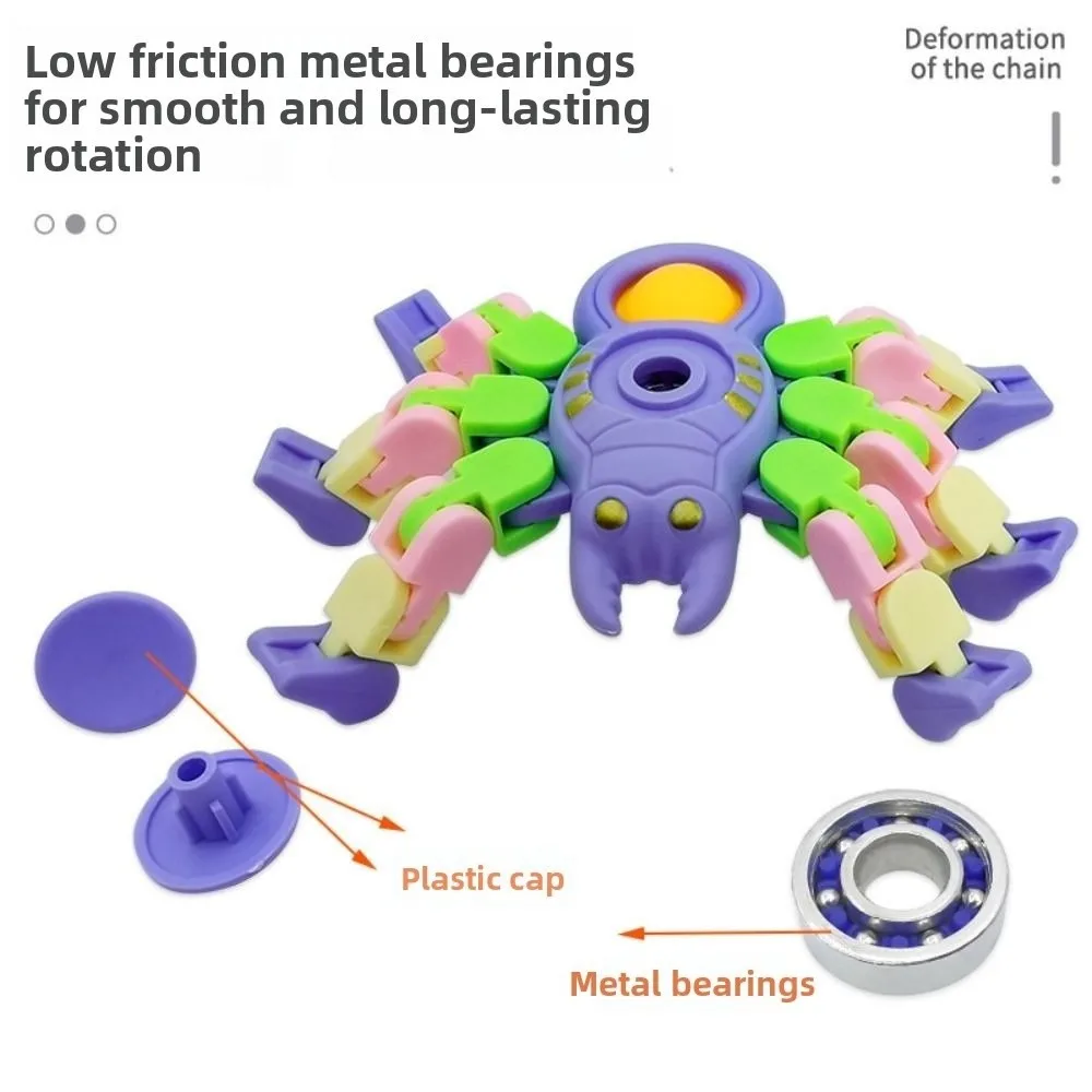 10 stks/set Transformeerbare Ketting Mechanische Ketting Fidgets Cartoon Dieren Mechanische Spinnen Transformeren Wacky Track Spinner