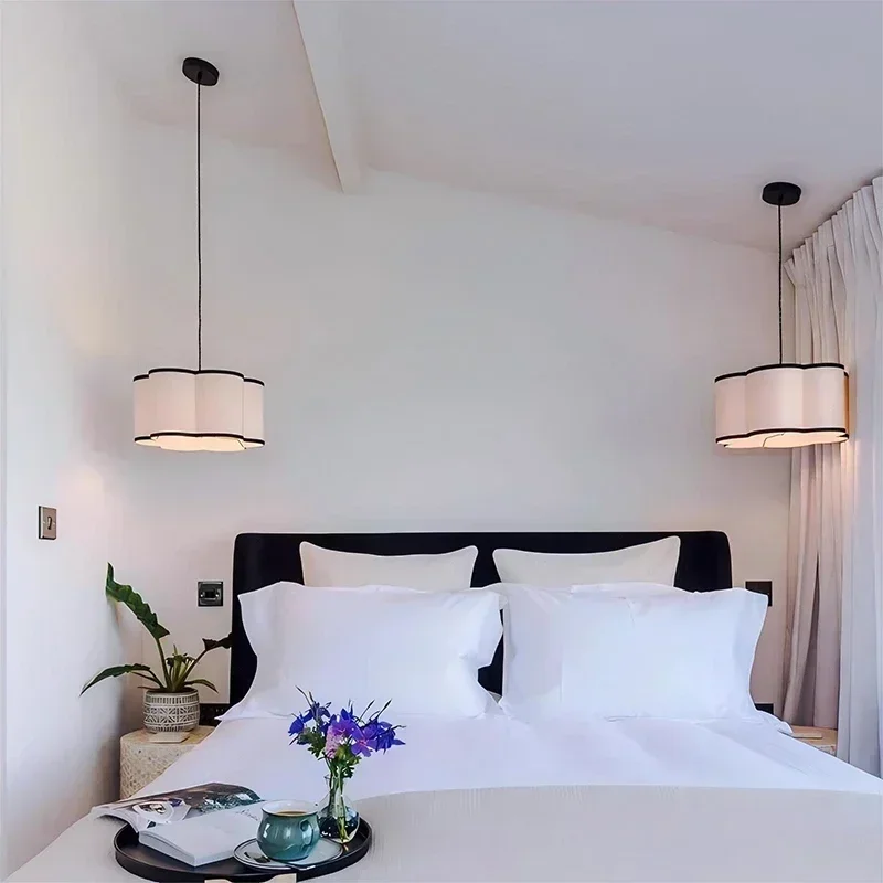 الشمال النسيج قلادة Led ضوء غرفة المعيشة غرفة نوم معلقة حامل مصابيح الثريا ديكور المنزل بريق تركيبات إضاءة داخلية #6