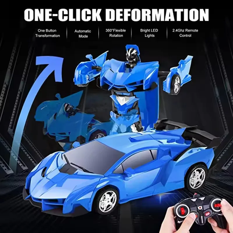 Robot di trasformazione per auto elettriche RC 2 in 1 Bambini Ragazzi Giocattoli Telecomando per esterni Robot per auto con deformazione sportiva Modello giocattolo