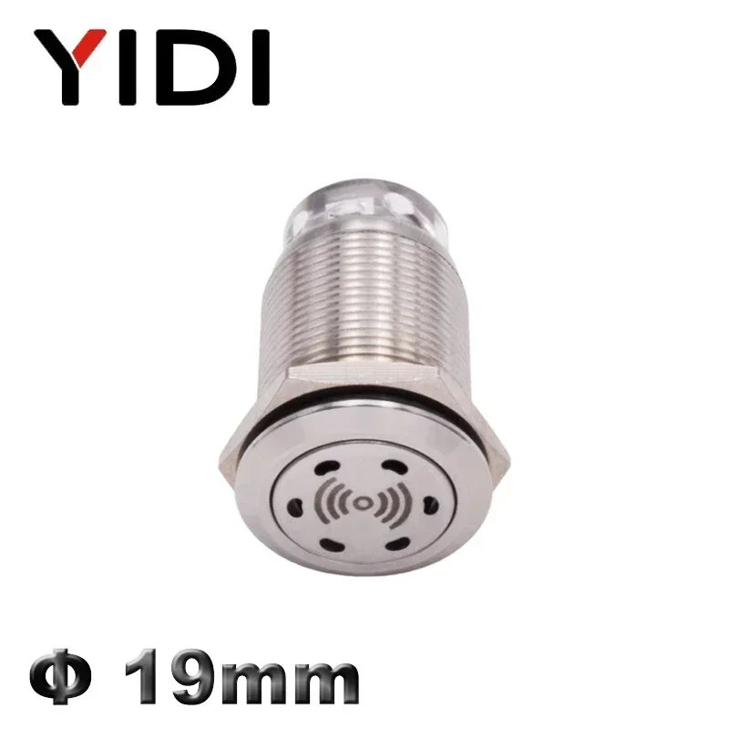 Customized 19mm 22mm LED Loud Intermittent Flashing Warning Light Buzzer 12V 24V 220V Mini Red Lamp Alarm Stainless Steel Metal