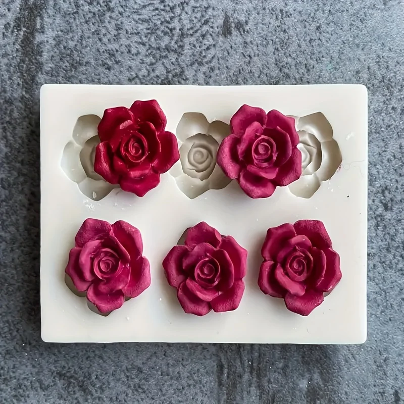 Silikonform „Graue Rose“, Form „Rosa Rose“ (mit 7 gleichförmigen Formen, in großen und kleinen Größen), geeignet für Kuchen, Seifen, Schokolade, Weichkuchen. – Detail 3