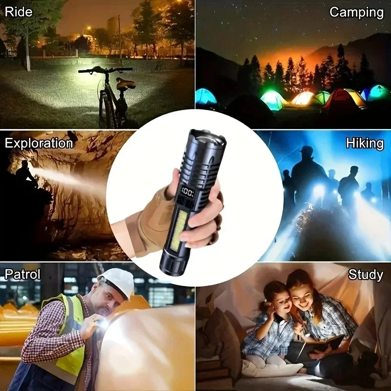 Flashlight High Power Led Strong Rechargeable Flashlight With Side Light Torch For Outdoor Camping Emergency Lighting 2025 NEW