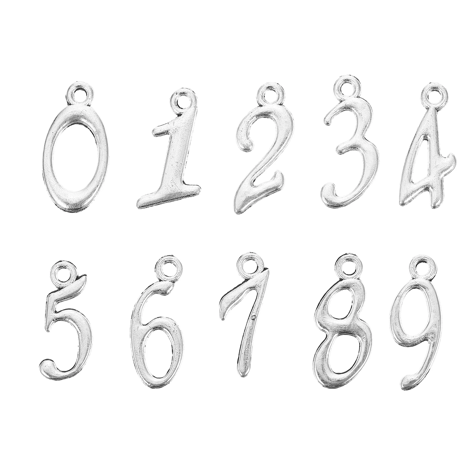 50Pcs Number Charms Alloy Metal Numbers Pendant DIY Jewelry Accessories 0-9 Figures Arabic Numerals DIY Pendants for Bracelets