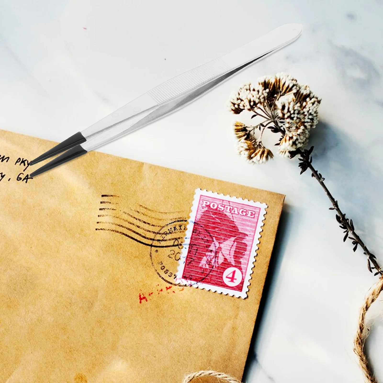 

Stainless Steel Tweezer Long Rubber Tip Multi-Purpose Craft Tweezers For Electronics Hobby Stamp Eyelash Tools Hand Tool