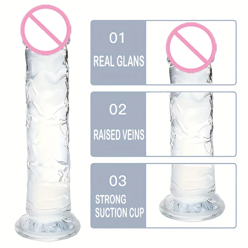 Big Crystal Jelly Realistic Clear Dildo Suction Cup Huge Transparent Penis Dick Anal Product Sex Toys For Woman Lesbian Adult