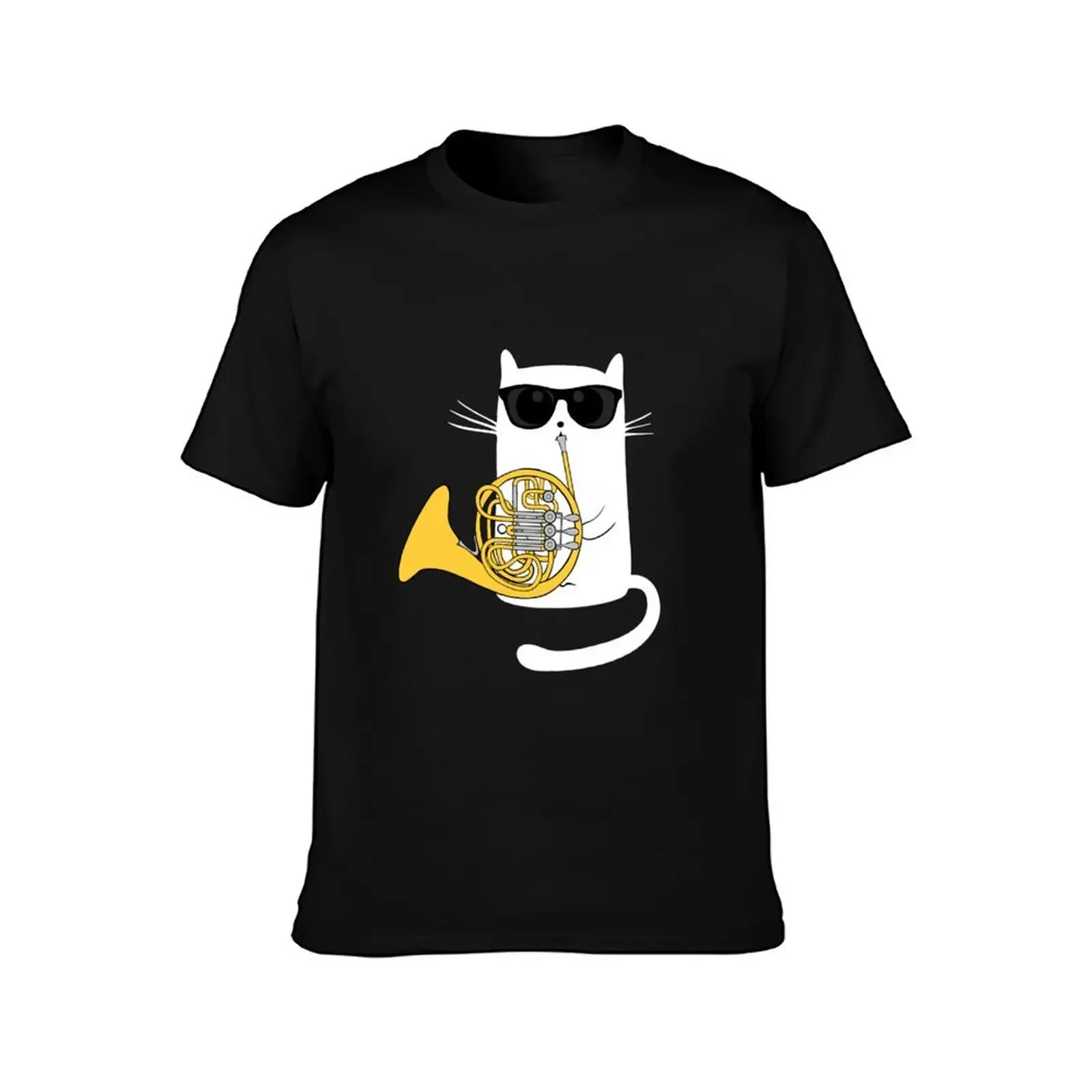 Jazz Cat Playing French Horn - Cool Smooth T-Shirt vintage graphic tee vintage anime shirt anime t shirts customs mens t shirt