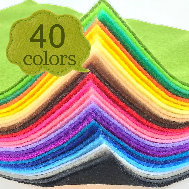 

40pcs Non-Woven Felt Fabric Polyester Cloth Felt Fabric Bundle Sewing Doll Handmade Craft Thick Felt Cloth DIY Patch 1mm Thick