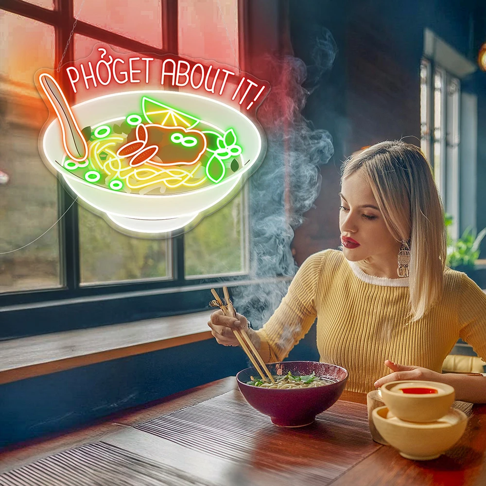 Pho Krijgen Over Het Neon Teken Vietnamese Restaurant Food Winkel Muur Decor Neon Bord Custom Business Neon Licht Keuken Decor Muur