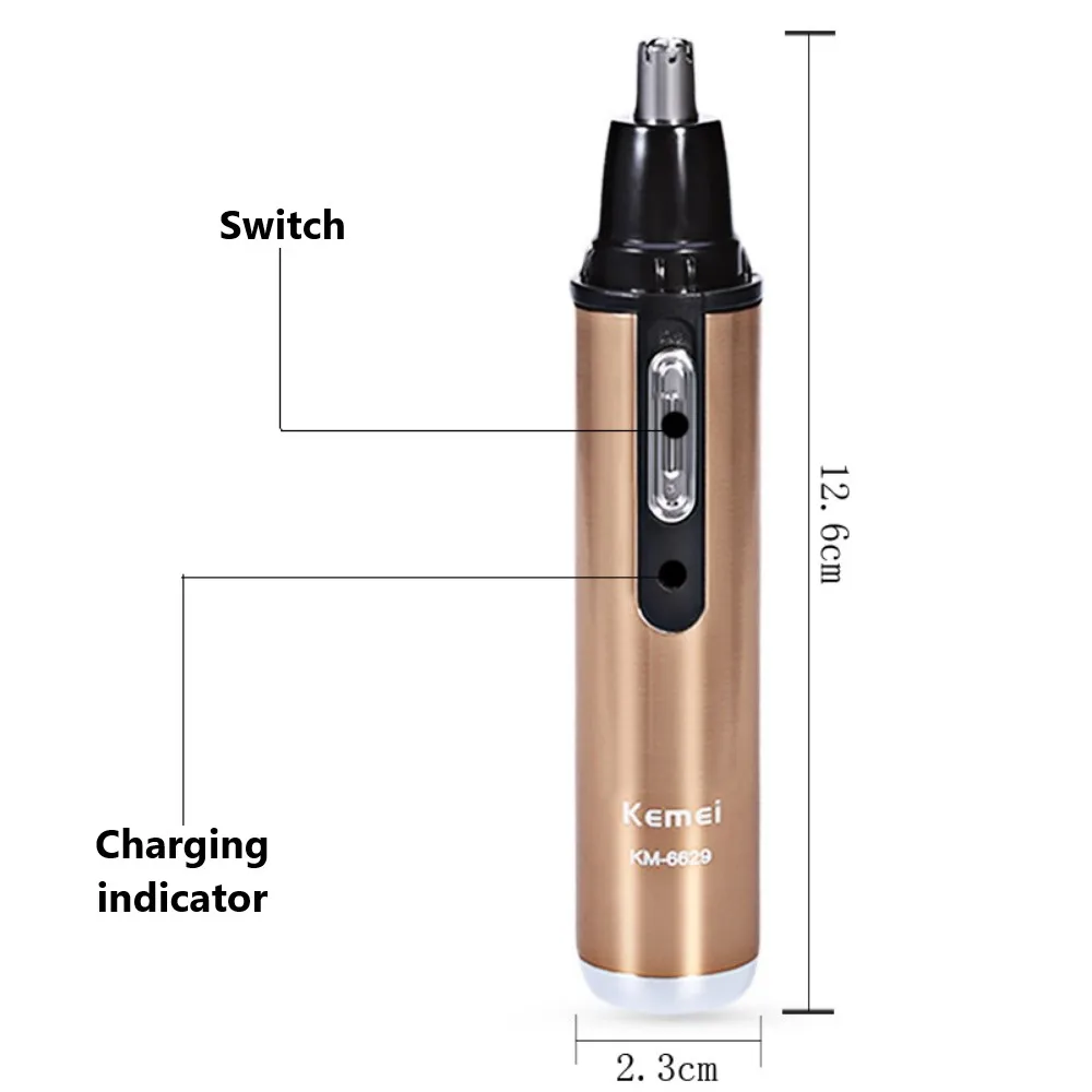Kemei KM-6629 Electric Clipper 2in1 Man and Woman Nose Hair Trimmer Safe Face Care Shaving Trimmer For Nose Trimer