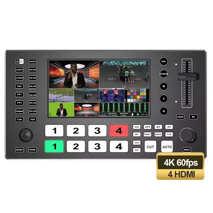672 M4 5 Channel 4 hd Mi in 2 hd mi out lan 5.5 Inch Large Screen Video Switcher Mixer with sd card usb recording
