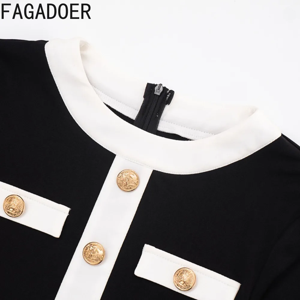 FAGADOER Set Pakaian Wanita Musim Gugur Model Terbaru 2 Potong, Atasan Crop Lengan Panjang Warna Kontras + Celana, Setelan Midnight, Streetwear Wanita