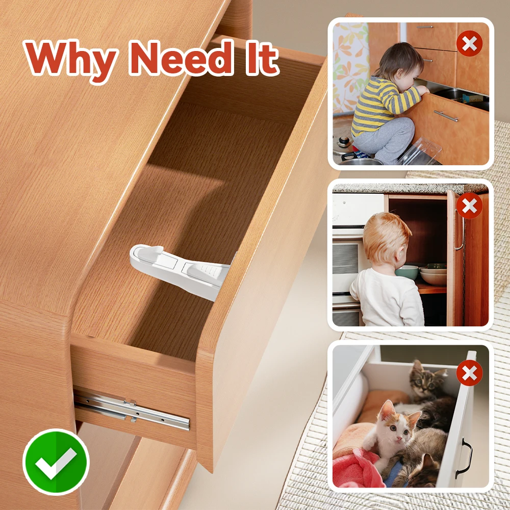 EUDEMON Childproof Invisible Cupboard Lock Drawer Lock Prevent Baby From Opening