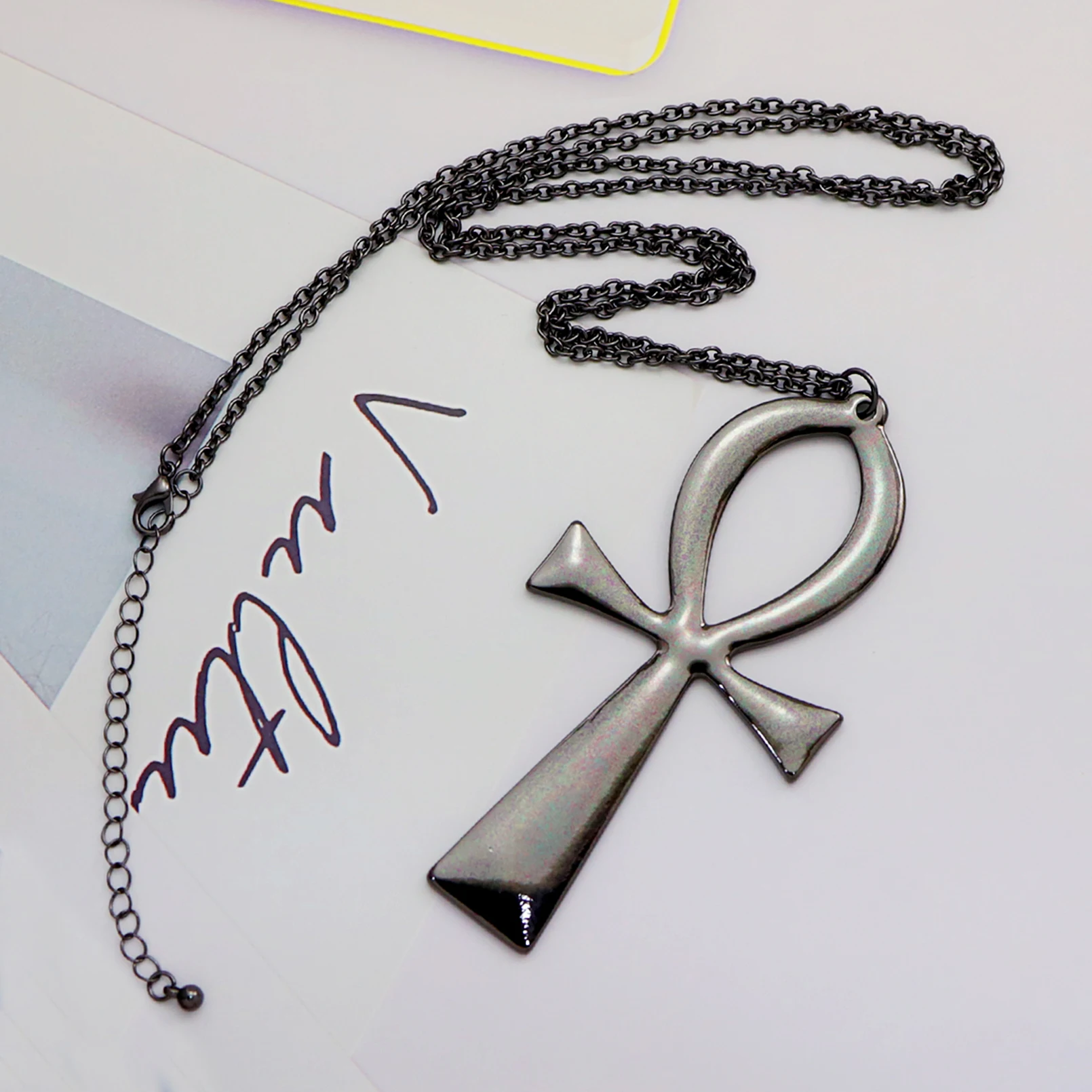 10x5cm Vintage Egyptian Life Big Ankh Cross Pendant Long Chain Necklace Fashion Jewelry Men and Women Accessories Dropshipping