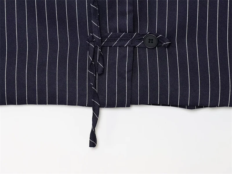 بدلة نسائية 2025 سترة مخططة جديدة من مزيج الكتان تناسب البالونات مخططة للربيع/الصيف طقم نسائي مكون من قطعتين