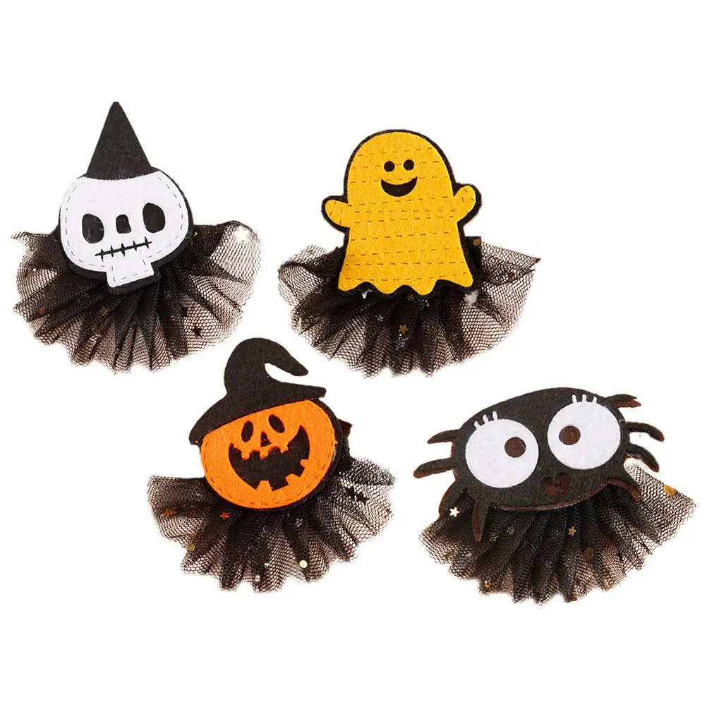 

4Pcs Halloween Hair Clips for Women Fabric Metal Hairpins Gothic Cute Hair Accessories for Halloween Party Cosplay Carnival