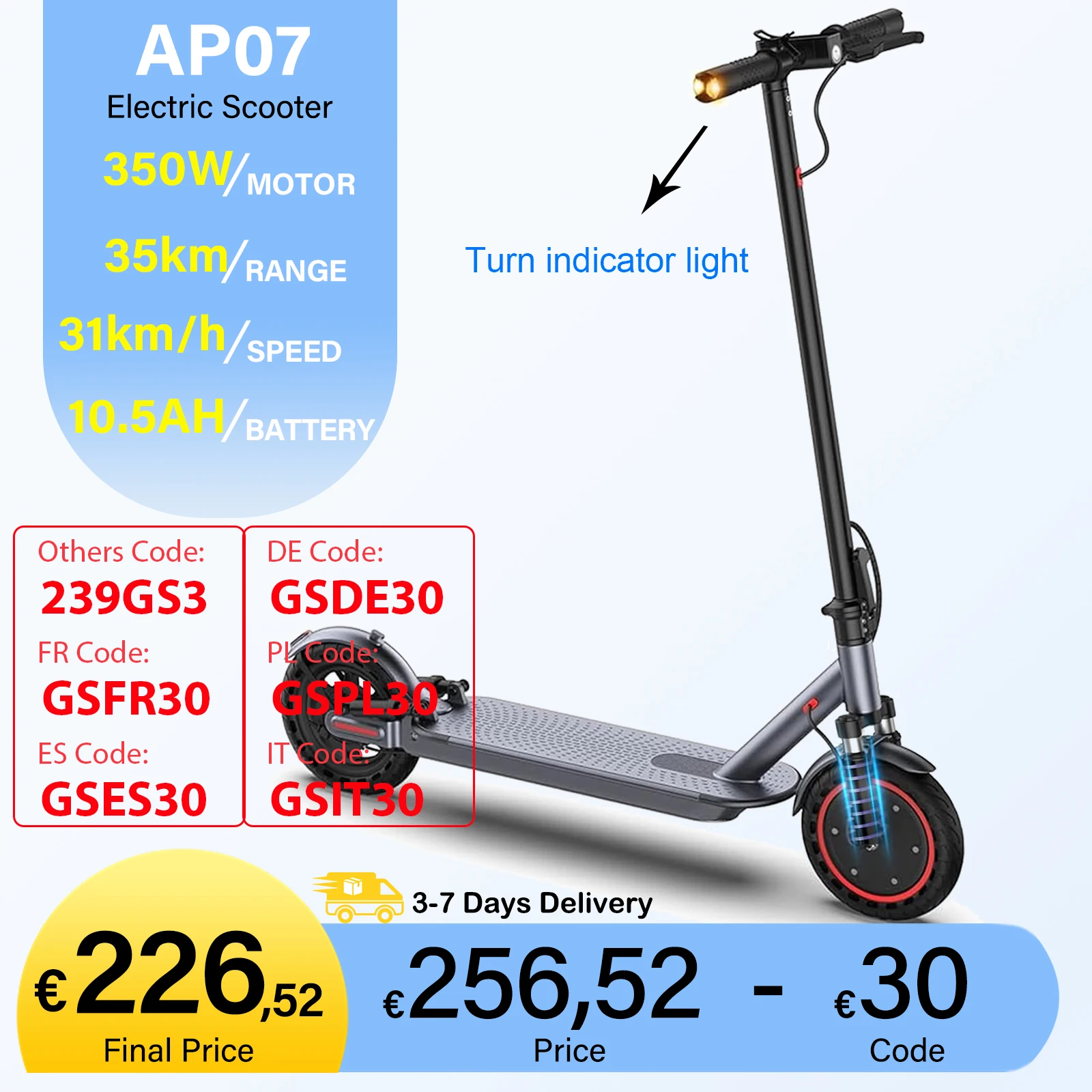 NEW JUICEASE AP07 Electric Scooter 35KM Range 10.5AH Battery E-scooter Adult 500W Foldable Electric Kick Scooter 8.5inch Tire