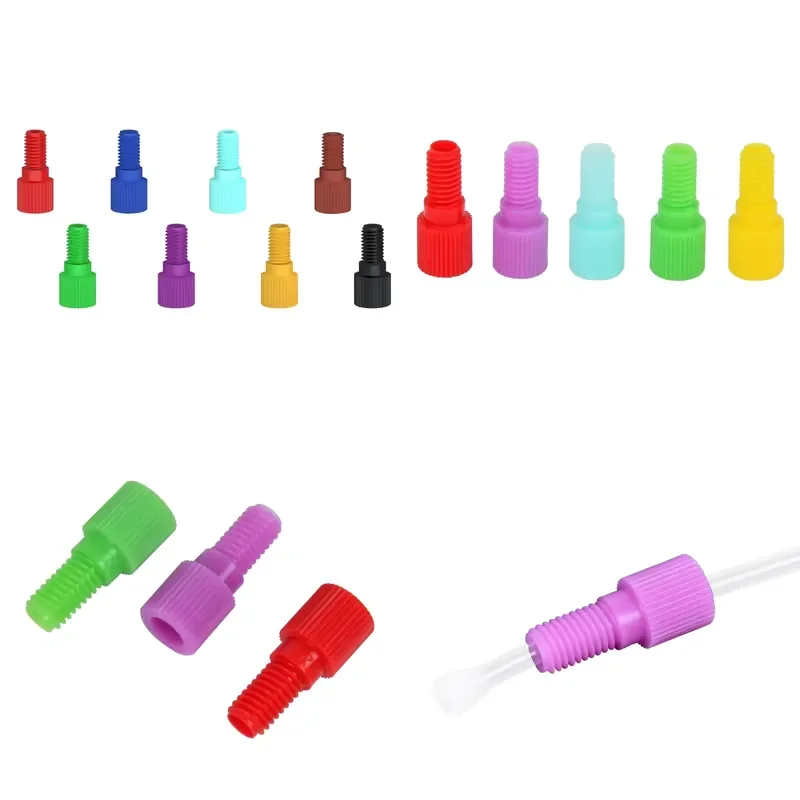 Colorful Flangeless Fittings PP Material 1/4-28 and M6 Thread Plastic Fittings