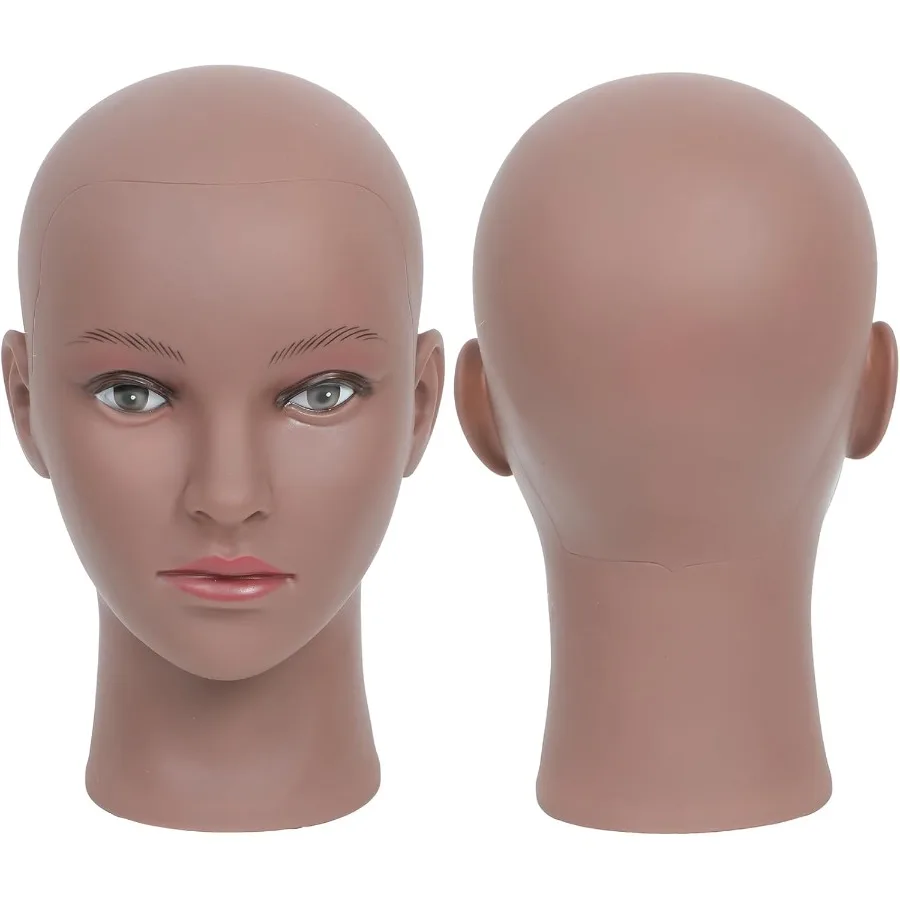 Cabeza de maniquí de PVC, cabeza de maniquí de cosmetología femenina Afro calva para hacer peluca, sombrero de exhibición, gafas de exhibición, peluquería