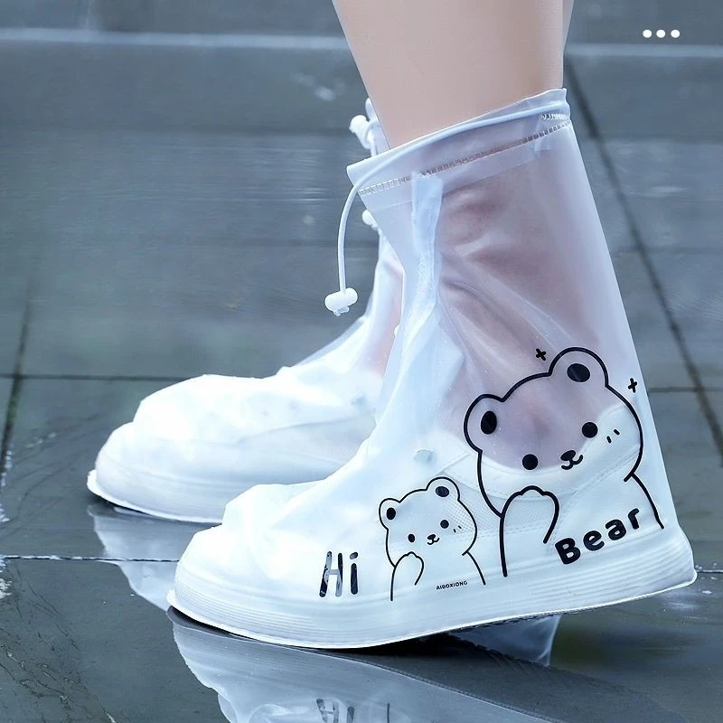 Unisex Waterproof Rain Boot Covers Anti Slip Thickened Durable High Cut Rain Shoes for Adults Fashionable Outdoor Protection