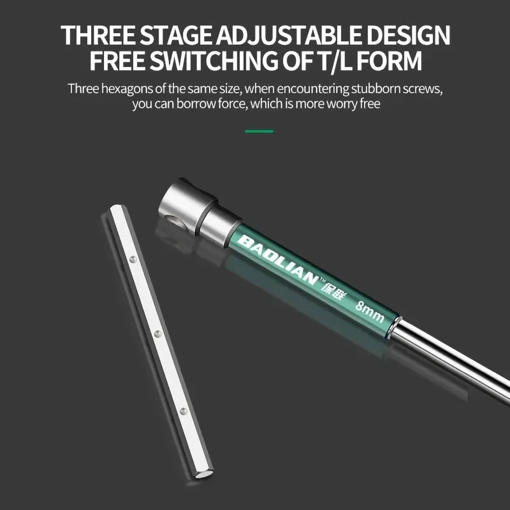 T-Type Adjustable Torx ScrewdriverAllen Hex Torque Wrench Chrome Hexagonal Spanner Rod T-shaped Hand Tool Extended T-Socket