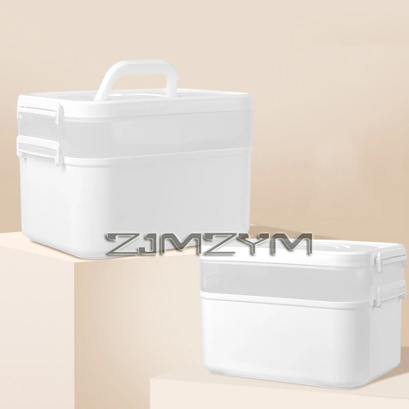 صندوق تخزين فني للأظافر بسعة كبيرة ، علبة بطبقتين ، صندوق سطح مكتب احترافي ، 1 RC