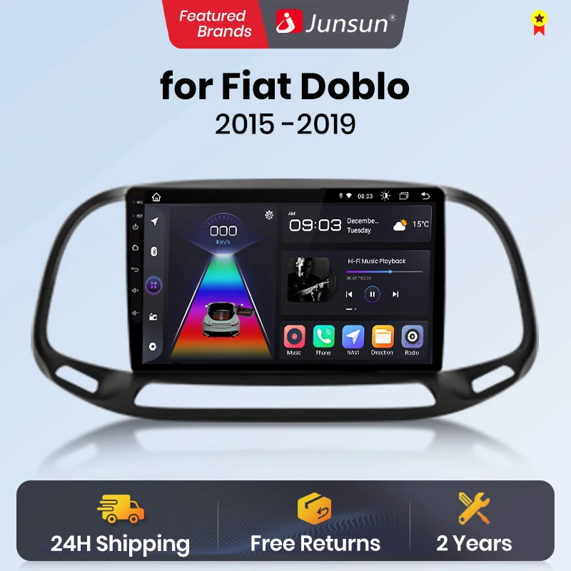 Junsunun CarPlay Android Auto Car Intelligent Systems for Fiat Doblo-2019 GPS Car radio