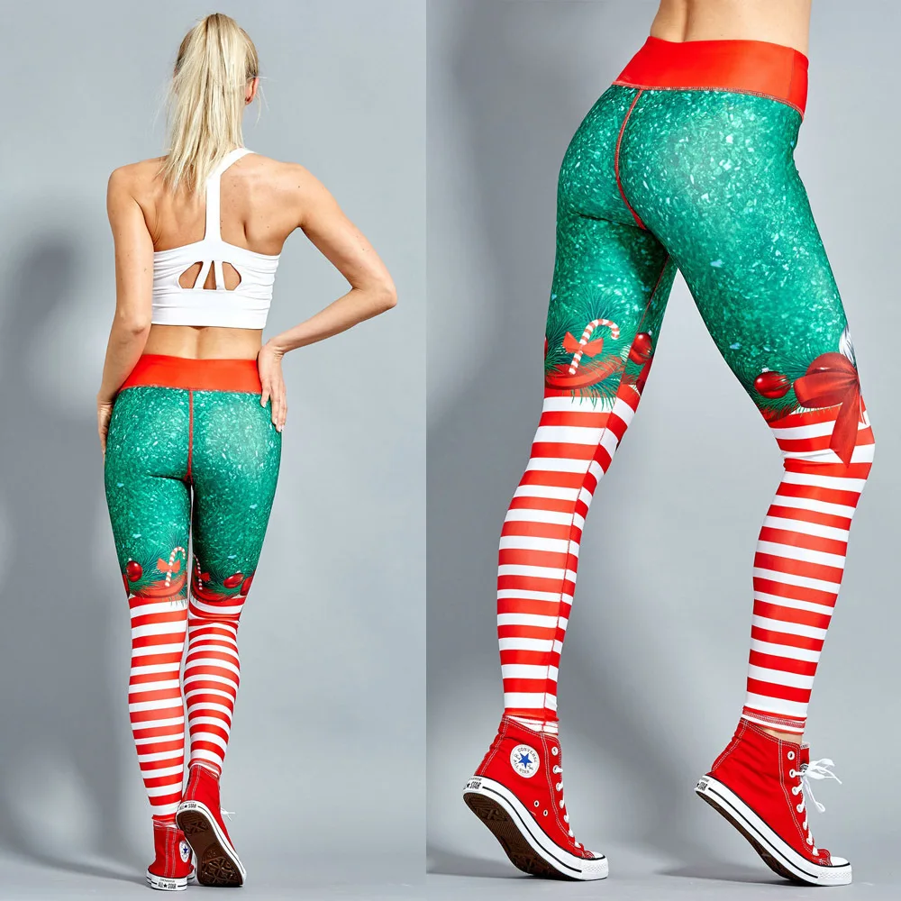 A Variety of New Women's Yoga Running Pants Christmas Print Clothing Fitness Exercise Stretch Bottoming Bodybuilding Pants