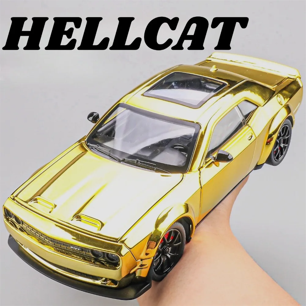 1:24 챌린저 SRT 헬캣 경찰차 모델 장난감 금속 다이캐스트 풀백 사운드 라이트 미니어처 차량 모델 어린이 소년 선물