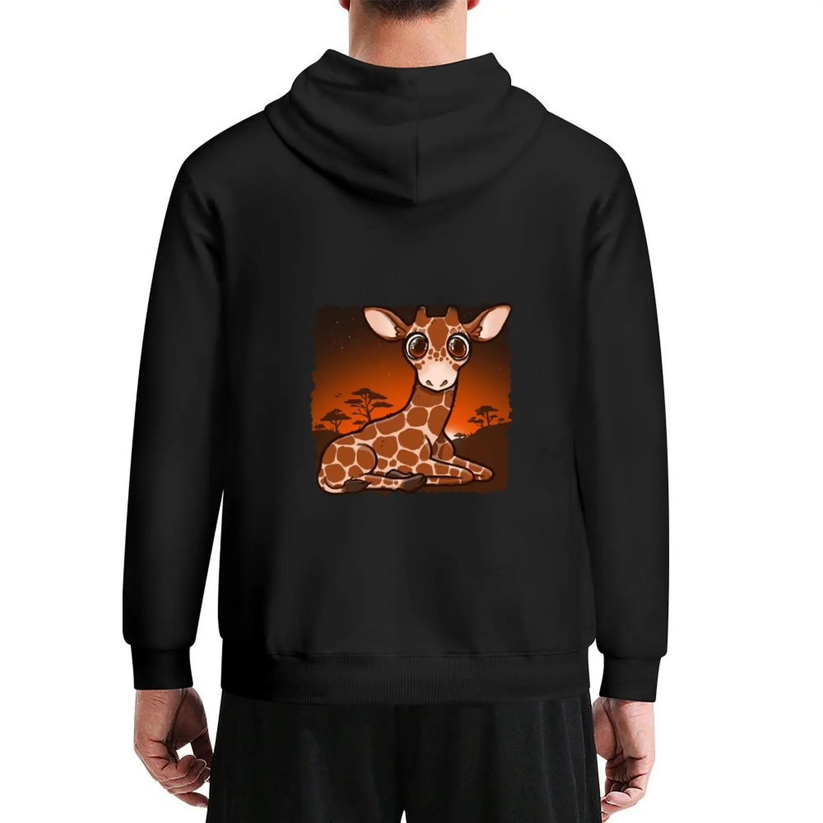 

Giraffe Calf on the Savanna Hoodie mens clothing male clothes hooded shirt men hoodie