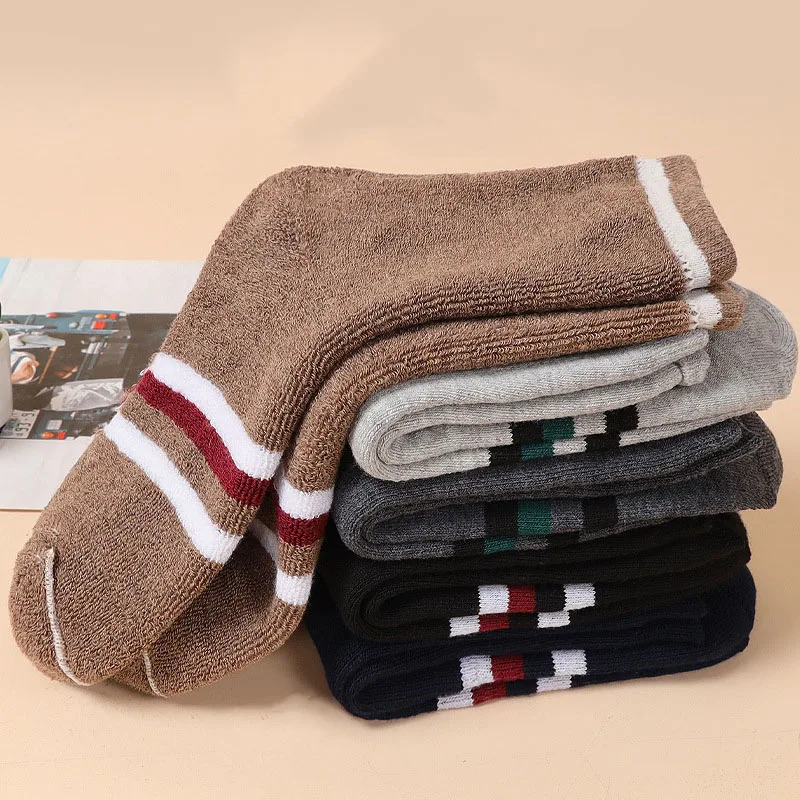 5Pairs Thick Warm Sports Socks Autumn And Winter Odor Resistant Sweat Absorbing And Warm Thick And Plush Cotton Socks EUR38-44