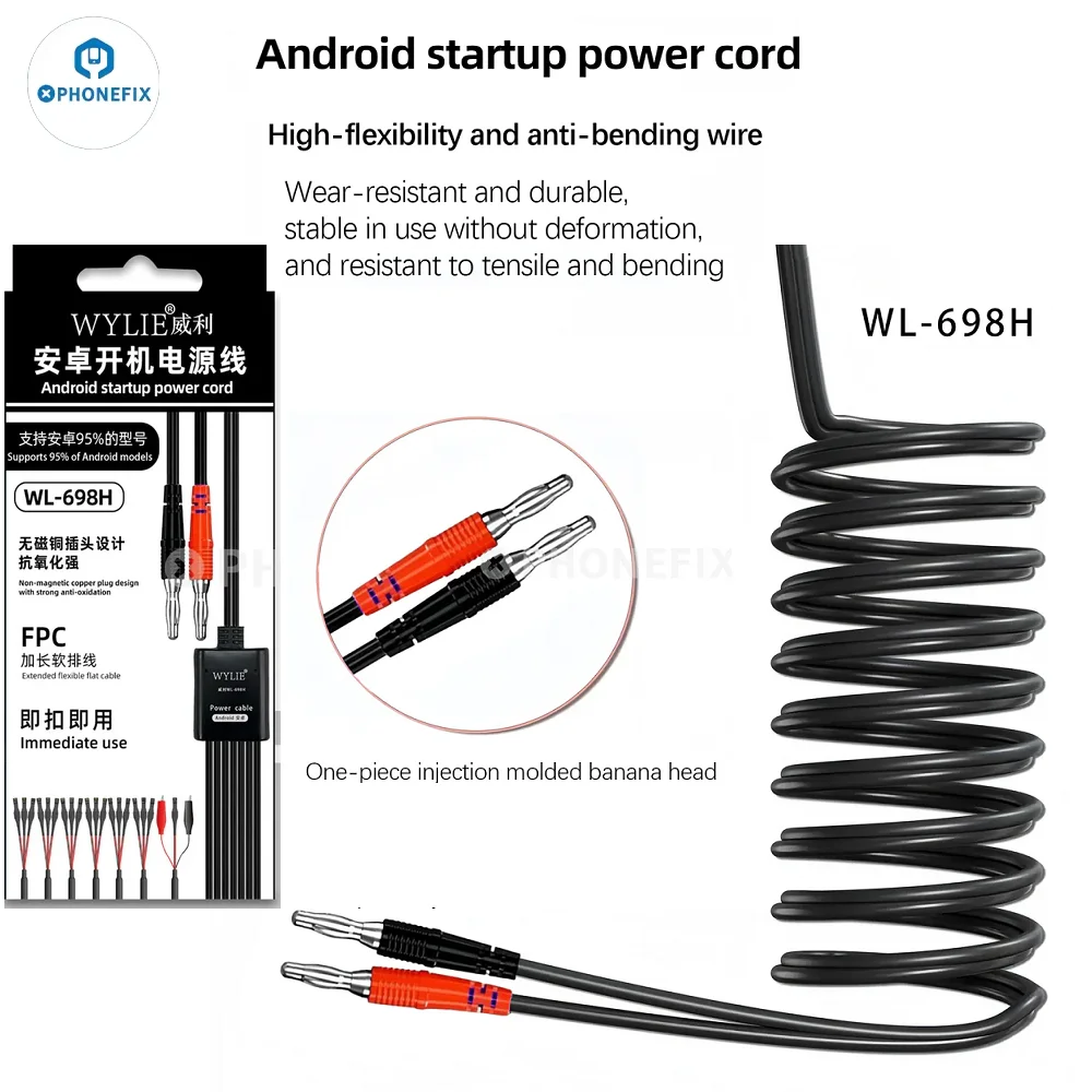 

WYLIE WL-698H Android Startup Power Cord Mobile Phone Repair Power Cable with Soft FPC Buckle For Samsung 95% Android Phone