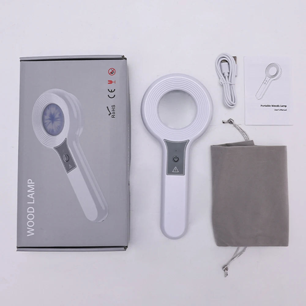 جديد وودز مصباح الجلد محلل للبشرة الأشعة فوق البنفسجية مكبرة للجمال اختبار الوجه الخشب ضوء المصباح تحليل الجلد كشف العناية بالبشرة #6